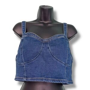 aeropostale XL Denim Bustier Crop Top Y2k 90s Corset Style Denim Tank Cottage
